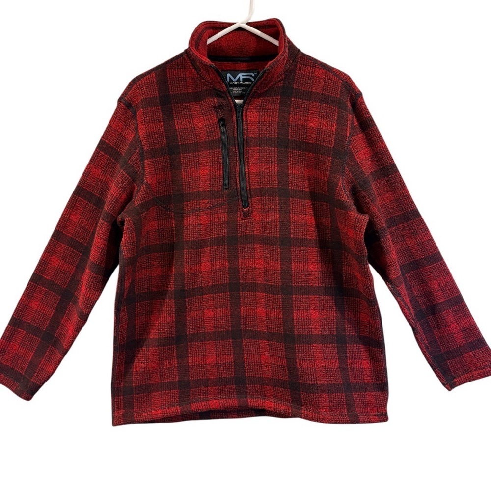 Fleece Pullover Buffalo Plaid Winter Layering 1/4‎ Zip M
